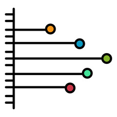 A flat design, icon of horizontal chart
