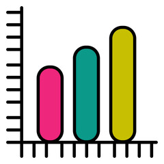 A flat design, icon of bar chart