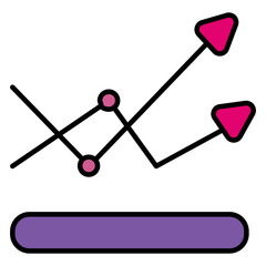 A flat design, icon of merge arrows chart