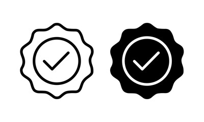 Approved checkmark vector icon, Approved or Certified Medal Icon vector