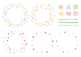 マーカーで描いたドット飾り罫のセット