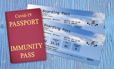 Airline boarding pass tickets isolated on white with space for text insertion - The contents of the image are totally invented and does not contain under copyright parts