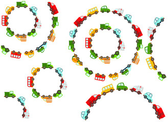 Baby city cars. Vector cartoon illustrations for kids, nursery, poster, card, birthday party, baby t-shirts.