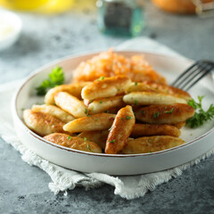 Traditional German potato dumplings served with parsley