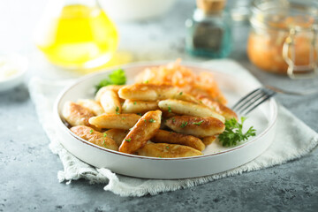 Traditional German potato dumplings served with parsley