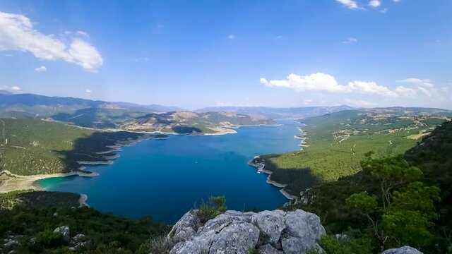 Time lapse video of Sahinkaya Canyon in Vezirkopru district of Samsun with Kizilirmak river and lake,Turkey.