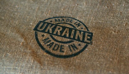 Fototapeta na wymiar Made in Ukraine stamp and stamping