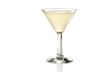 Daiquiri cocktail in martini glass isolated on white background, copy space