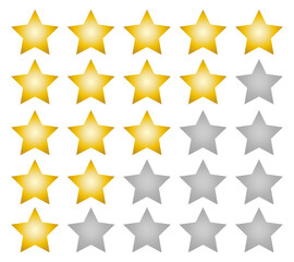 Rating stars gradient vector web ranking star signs. Star vector icons on white background. Customer product rating. Sticker and label.