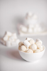 marshmallows in a white bowl