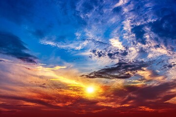 Fototapeta na wymiar cloudy landscape of sunrise, background of nature