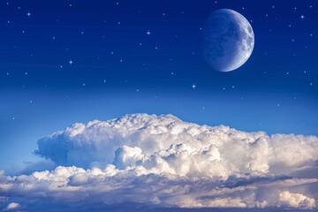 Obraz na płótnie Canvas bitter sky with a moon and a star