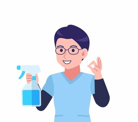 ブルーのシャツを着た若い男性