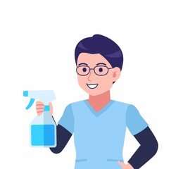 ブルーのシャツを着た若い男性