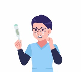 ブルーのシャツを着た若い男性