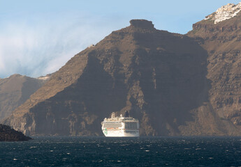 Tourist vessels about Santorini's island
