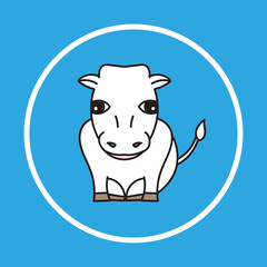 A Cute icon of ox or cow. Vector