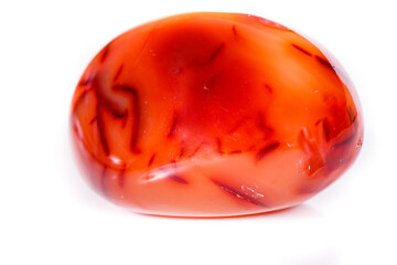 Macro mineral stone Carnelian on white background