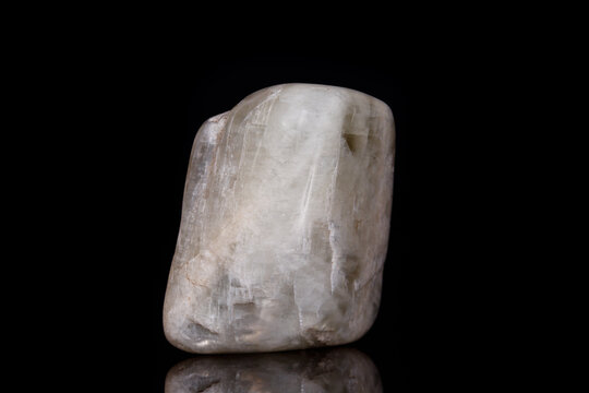 Macro mineral stone Moonstone on black background