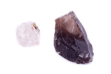 Macro mineral stone Rauhtopaz on a white background