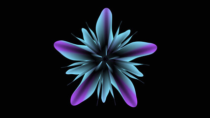 Obraz na płótnie Canvas Blue purple neon flower for abstract art on dark background. Glow bloom. 