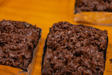 A variety of brownie cakes, very tasty.