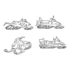 Outline vector illustration of snowmobile . snowmobile vector