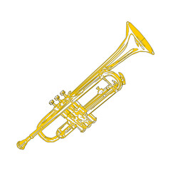 Obraz na płótnie Canvas Vector Gold Trumpet isolated on white background in EPS10