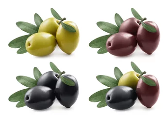 Wandaufkleber Delicious olives collection, isolated on white background © Yeti Studio