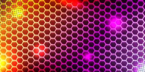 Hexagon neon abstract background