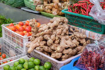 Seasonal vegetables sold in fresh markets in northern Thailand.