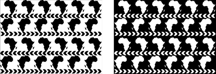 seamless pattern with black and white silhouettes