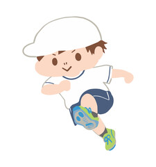 走る少年（帽子白）