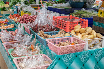 Seasonal vegetables sold in fresh markets in northern Thailand.