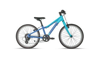 Cyan blue bicycle isolated on white background​ with cutout have clipping path