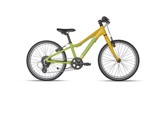 Fototapeta premium Green yellow bicycle isolated on white background​ with cutout have clipping path 