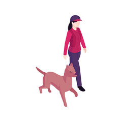 Girl Dog Walk Composition