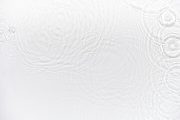 Water background. White transparent water texture, blue mint water surface with rings and ripple....