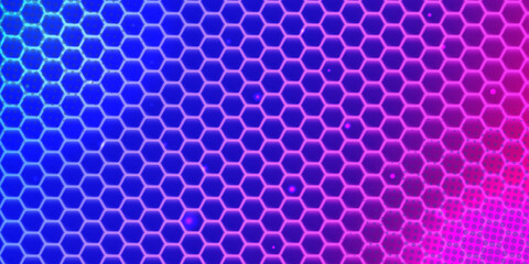 Hexagon neon abstract background