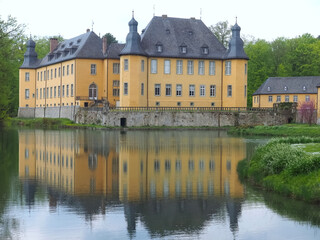 German water castle Schloss Dycki in spring