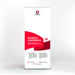 Roll-up banner design, creative geometric style, stand for advertising products and services, banner for presentations and seminars
