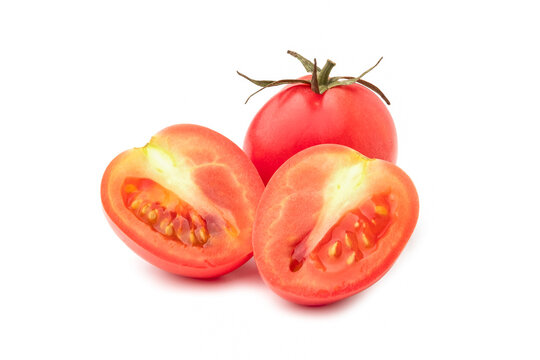 Fresh Seeda Tomato with cut in half isolated on white background.