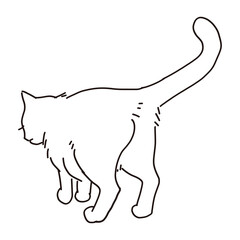 猫の後ろ姿の線画イラスト