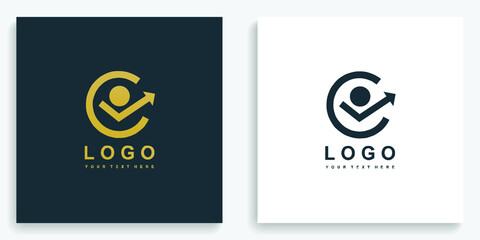 People Business Consultant Success Letter C Logo. Modern logo icon symbol template vector design