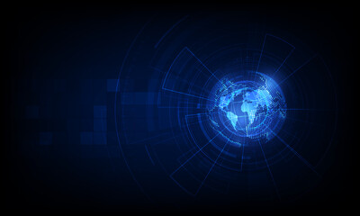 Best Internet Concept of global business. Globe, glowing lines on technological background. Electronics, Wi-Fi, rays, symbols Internet, television, mobile and satellite communications