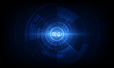 Abstract Futuristic Technology Background with Digital number timer concept and countdown, vector transparent
