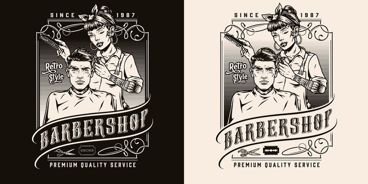 Barbershop monochrome retro badge