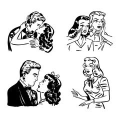 Vector Comic Book View of Characters Facial Expression