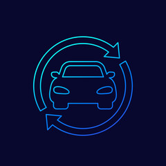 carsharing, rental service icon, thin line vector