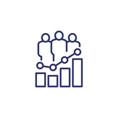 team performance growth line icon on white